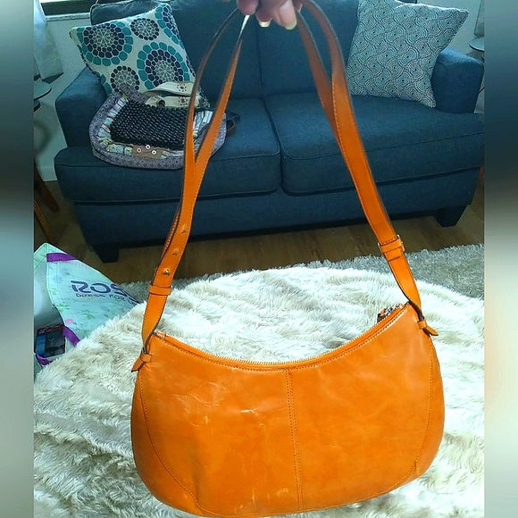 Y2K KENNETH COLE New York Terracotta Leather Hobo Crossbody Shoulder Bag Purse - Picture 3 of 9